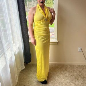 Long Satin Halter Prom Dress